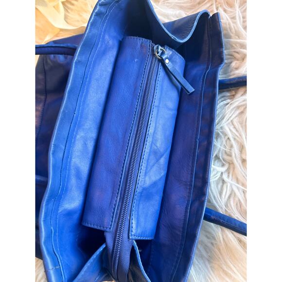 Velez Artisan Women's Leather Shoulder Tote Bag Travel Casual Everyday Blue - Picture 7 of 15